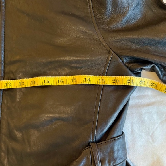 Adler Collection Womens Black Lambskin Leather Full Zip Coat with Belt, Large - Picture 12 of 13